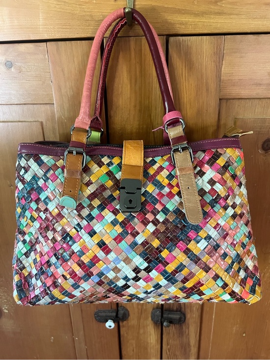 Stephancrafted Handbags - multicolor woven leather tote